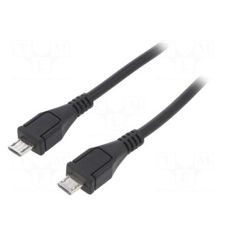 Cable | USB 2.0 | USB B micro plug,both sides | nickel plated | 0.6m