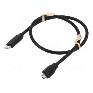Cable | USB 2.0 | USB B micro plug,USB C plug | 1m | black | 480Mbps