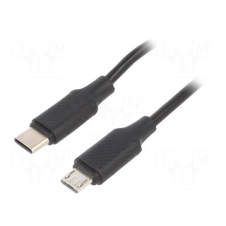 Cable | USB 2.0 | USB B micro plug,USB C plug | 1.5m | black | 480Mbps