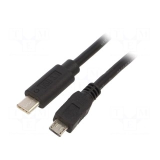 Cable | USB 2.0 | USB B micro plug,USB C plug | gold-plated | 1.8m