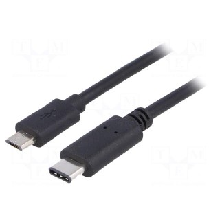 Cable | USB 2.0 | USB B micro plug,USB C plug | nickel plated | 1m