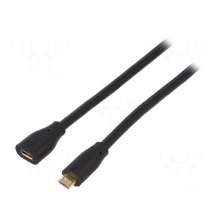 Cable | USB 2.0 | USB B micro socket,USB B micro plug | 3m | black