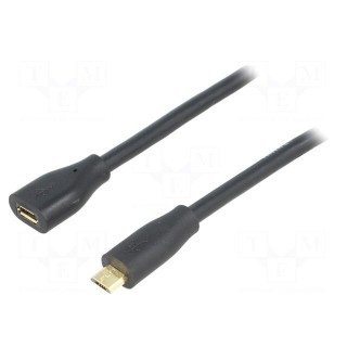 Cable | USB 2.0 | USB B micro plug,USB B micro socket | 1m | black