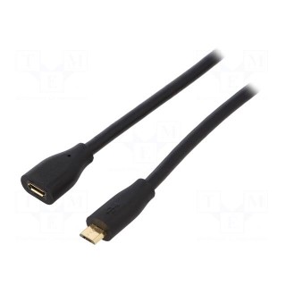 Cable | USB 2.0 | USB B micro plug,USB B micro socket | 2m | black