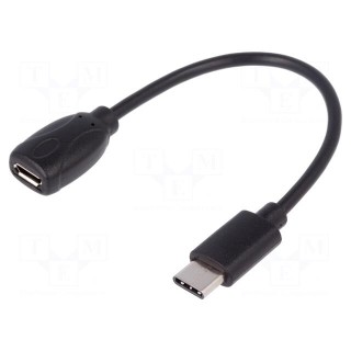 Cable | USB 2.0 | USB B micro socket,USB C plug | nickel plated