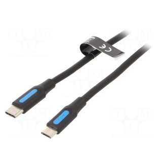 Cable | USB 2.0 | USB B micro plug,USB C plug | nickel plated | 0.5m