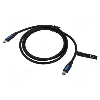 Cable | USB 2.0 | USB B mini plug,USB C plug | nickel plated | 0.5m