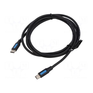 Cable | USB 2.0 | USB B mini plug,USB C plug | nickel plated | 1.5m