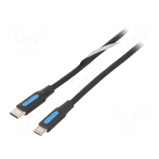 Cable | USB 2.0 | USB B micro plug,USB C plug | nickel plated | 2m