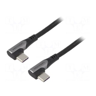 Cable | USB 2.0 | USB C angled plug,both sides | 0.5m | black | 100W