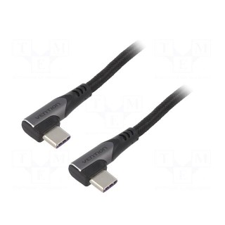 Cable | USB 2.0 | USB C angled plug,both sides | 1.5m | black | 100W
