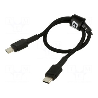 Cable | USB 2.0 | USB C plug,both sides | 0.3m | black | 480Mbps | 60W