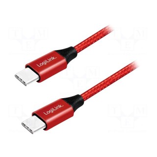 Cable | USB 2.0 | both sides,USB C plug | 0.3m | red