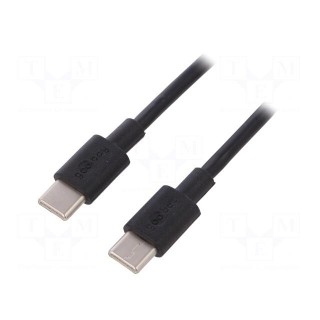 Cable | USB 2.0 | both sides,USB C plug | 1m | black