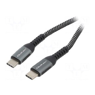 Cable | USB 2.0 | USB C plug,both sides | 1.5m | black-white | 480Mbps