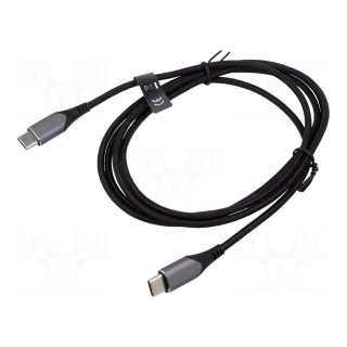 Cable | USB 2.0 | USB C plug,both sides | 1.5m | black | 480Mbps | 60W