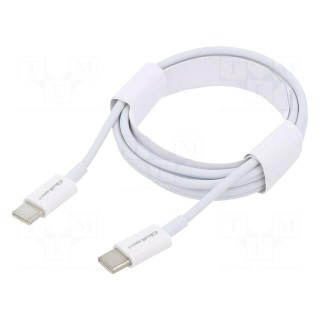 Cable | USB 2.0 | USB C plug,both sides | 1.5m | white | 480Mbps | 60W