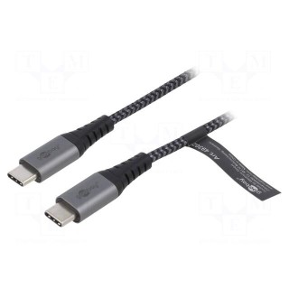 Cable | USB 2.0 | USB C plug,both sides | 1m | 480Mbps | textile