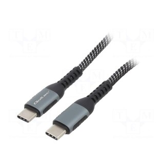 Cable | USB 2.0 | USB C plug,both sides | 1m | black-white | 480Mbps
