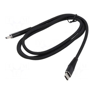 Cable | USB 2.0 | USB C plug,both sides | 1m | black | 480Mbps | textile