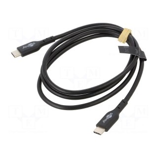 Cable | USB 2.0 | USB C plug,both sides | 1m | black | Core: Cu,tinned