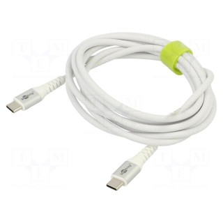 Cable | USB 2.0 | USB C plug,both sides | 2m | white | 0.48Gbps | 60W | 3A