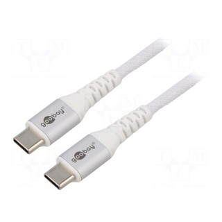Cable | USB 2.0 | USB C plug,both sides | 3m | white | 0.48Gbps | 60W | 3A