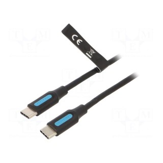 Cable | USB 2.0 | USB C plug,both sides | nickel plated | 0.5m | black