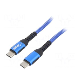 Cable | USB 2.0 | USB C plug,both sides | nickel plated | 0.5m | blue