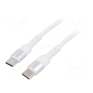 Cable | USB 2.0 | USB C plug,both sides | nickel plated | 0.5m | white