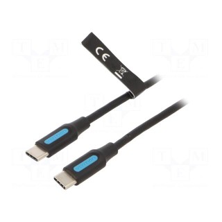 Cable | USB 2.0 | USB C plug,both sides | nickel plated | 1.5m | black