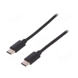 Cable | USB 2.0 | both sides,USB C plug | nickel plated | 1.8m | black