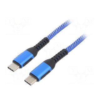 Cable | USB 2.0 | USB C plug,both sides | nickel plated | 1.8m | blue