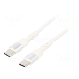 Cable | USB 2.0 | USB C plug,both sides | nickel plated | 1.8m | white