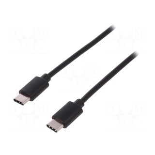 Cable | USB 2.0 | both sides,USB C plug | nickel plated | 1m | black