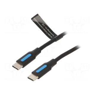 Cable | USB 2.0 | USB C plug,both sides | nickel plated | 1m | black