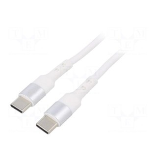 Cable | USB 2.0 | USB C plug,both sides | nickel plated | 1m | white