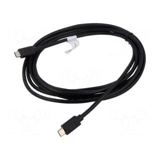 Cable | USB 2.0 | USB C plug,both sides | nickel plated | 3m | black