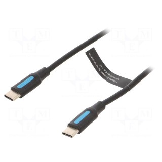 Cable | USB 2.0 | USB C plug,both sides | nickel plated | 3m | black