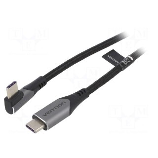 Cable | USB 2.0 | USB C plug,USB C angled plug | 0.5m | black | 100W