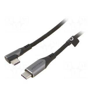 Cable | USB 2.0 | USB C plug,USB C angled plug | 1.5m | black | 100W