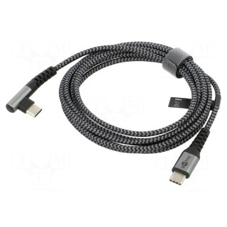 Cable | USB 2.0 | USB C plug,USB C angled plug | 2m | 480Mbps