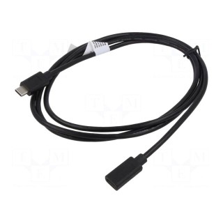 Cable | USB 2.0 | USB C socket,USB C plug | nickel plated | 2m | black
