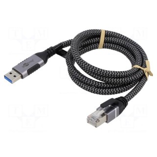Cable | USB 3.0 | RJ45 plug,USB A plug | nickel plated | 1m | Core: Cu