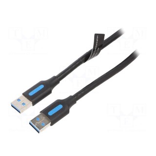 Cable | USB 3.0 | USB A plug,both sides | nickel plated | 3m | black