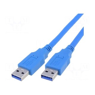 Cable | USB 3.0 | USB A plug,both sides | nickel plated | 1.5m | blue