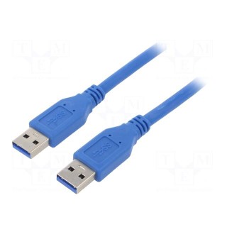 Cable | USB 3.0 | USB A plug,both sides | nickel plated | 1.8m | blue
