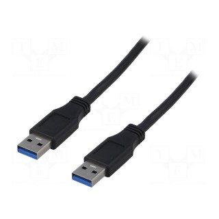 Cable | USB 3.0 | USB A plug,both sides | nickel plated | 2m | black