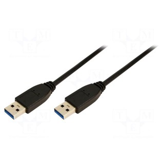 Cable | USB 3.0 | USB A plug,both sides | nickel plated | 3m | black