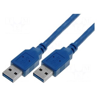 Cable | USB 3.0 | USB A plug,both sides | nickel plated | 3m | blue